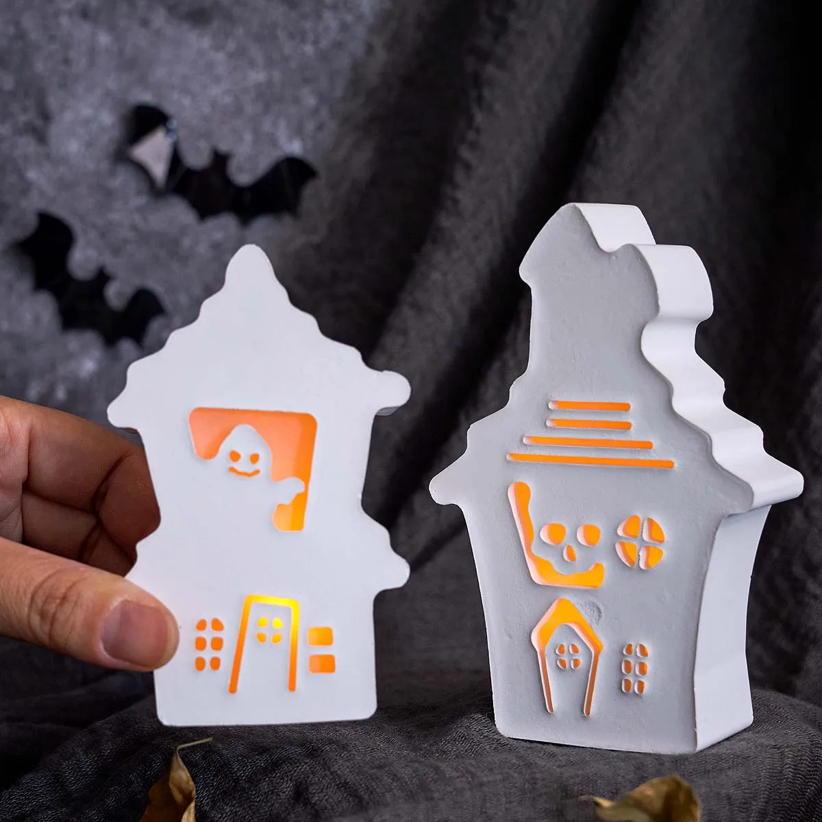 ثلاثية الأبعاد بيت الأشباح ضوء الليل قالب من السيليكون لجميع القديسين الديكور الحرفية الهدايا DIY بها بنفسك تصميم المنزل الجص الشمعدان صنع القالب #3