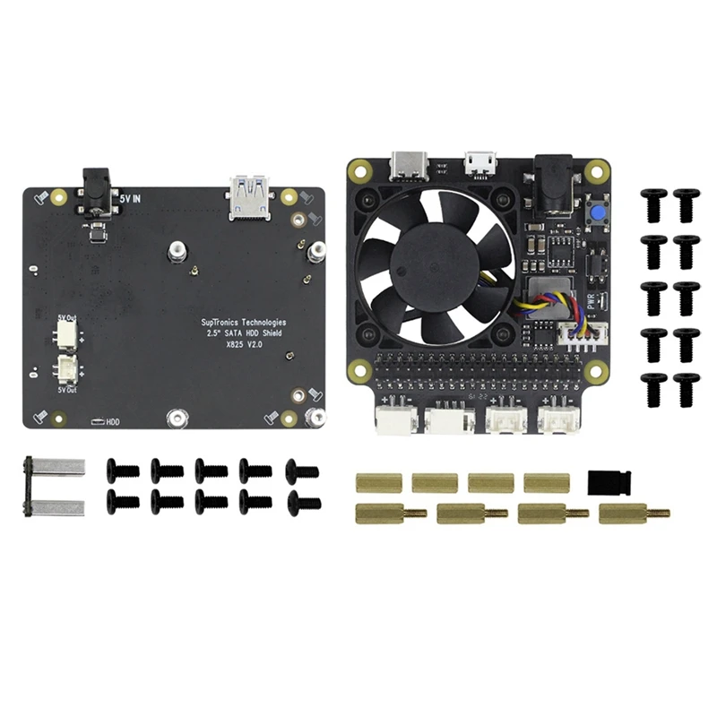 X825 V2.0 2.5 Inch SATA HDD/SSD Storage Expansion Board +X735 V3.0 Power Management Board For Raspberry Pi 4B