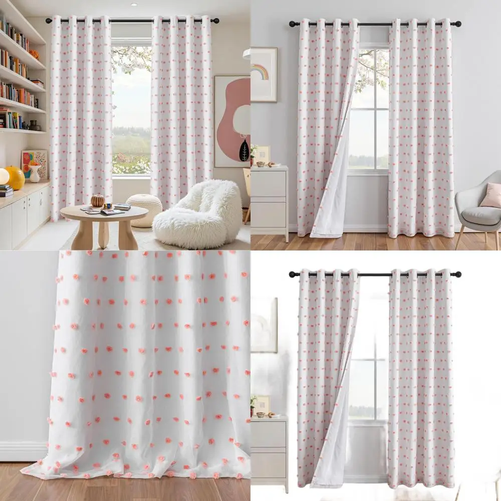

Полностью светонепроницаемые розовые шторы для девочек - 100% блэкаут, тройное плетение, термоизоляция, 52x84 дюйма, комплект из 2 штук