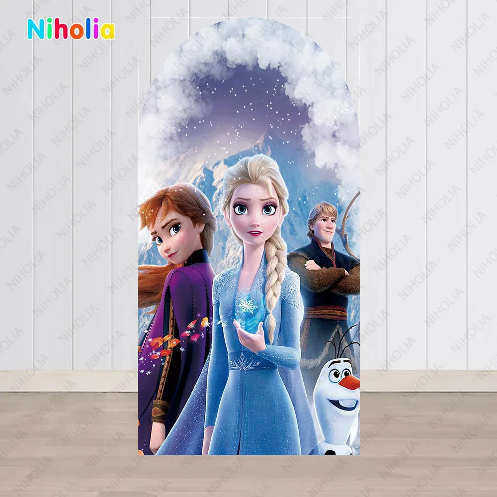 Frozen Cinderella Arch Backdrop Disney Princess Girl Birthday Party Photograph Background Wall Decoration Baby Shower Booth