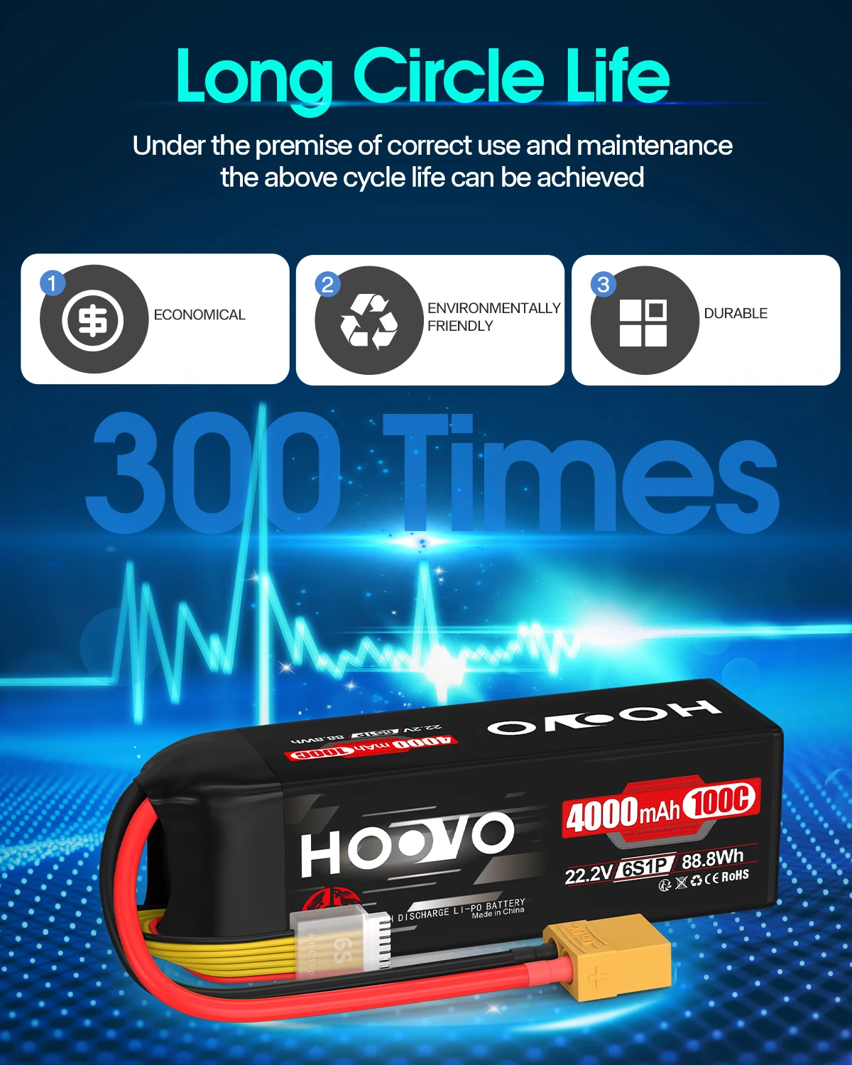 HOOVO LiPo Battery 2Pcs 6S, 22.2V 1300mAh 3300mAh 4000mAh 4500mAh 100C 120C with XT60 XT90 EC5 Plug for RC Airplane Helicopter - Image 5