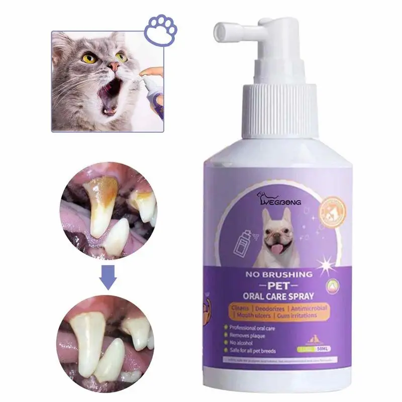 50ml Pet Oral Cleanse Spray Dogs Mouth Fresh Teeth Clean Deodorant Prevent Calculus Remove Kitten Bad Breath Mouth Pet Supplies