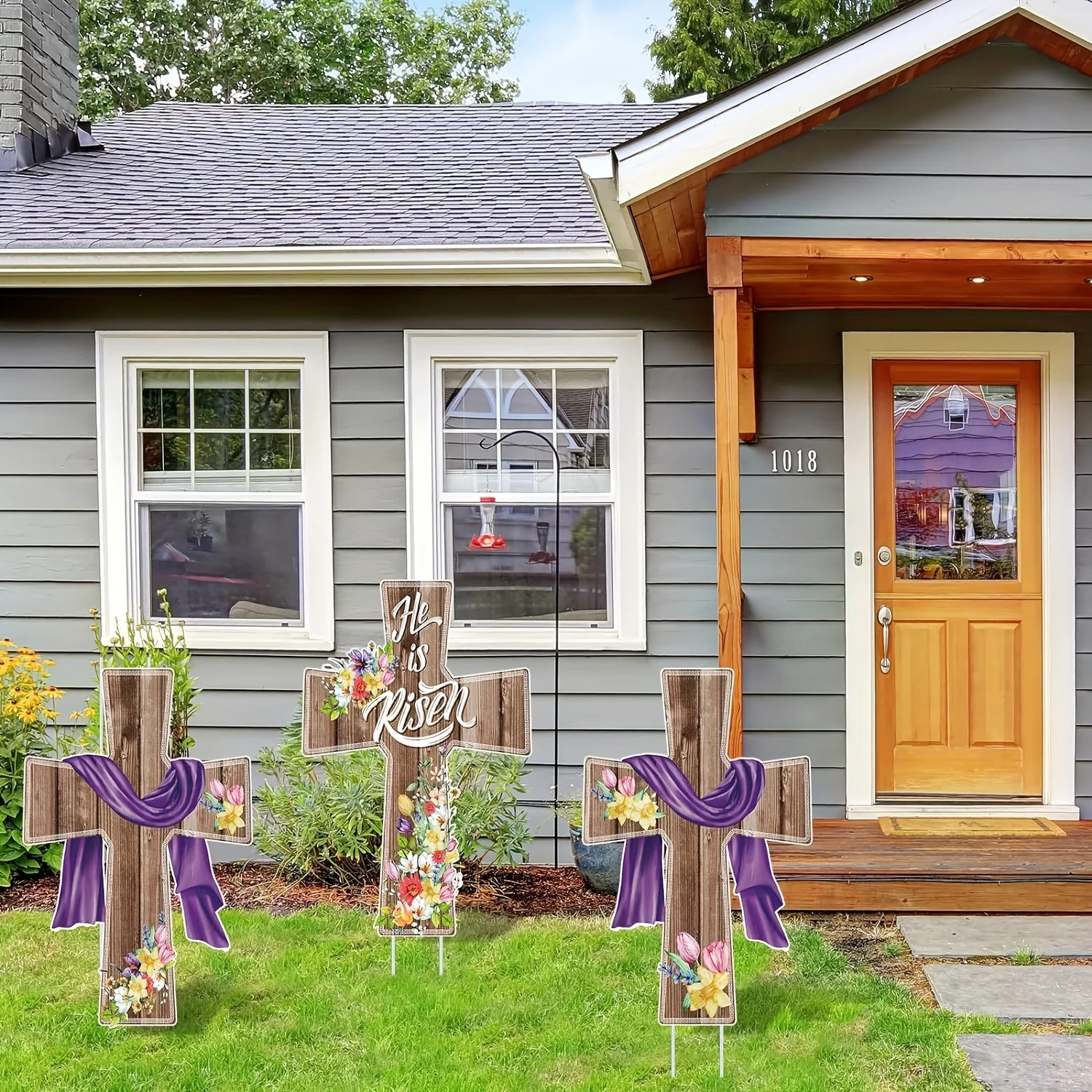 3 قطعة زينة عيد الفصح علامات عيد الفصح لساحة هو صعود علامة الدينية ساحة عيد الفصح تسجيل عيد الفصح الزينة في الهواء الطلق مقاوم للماء