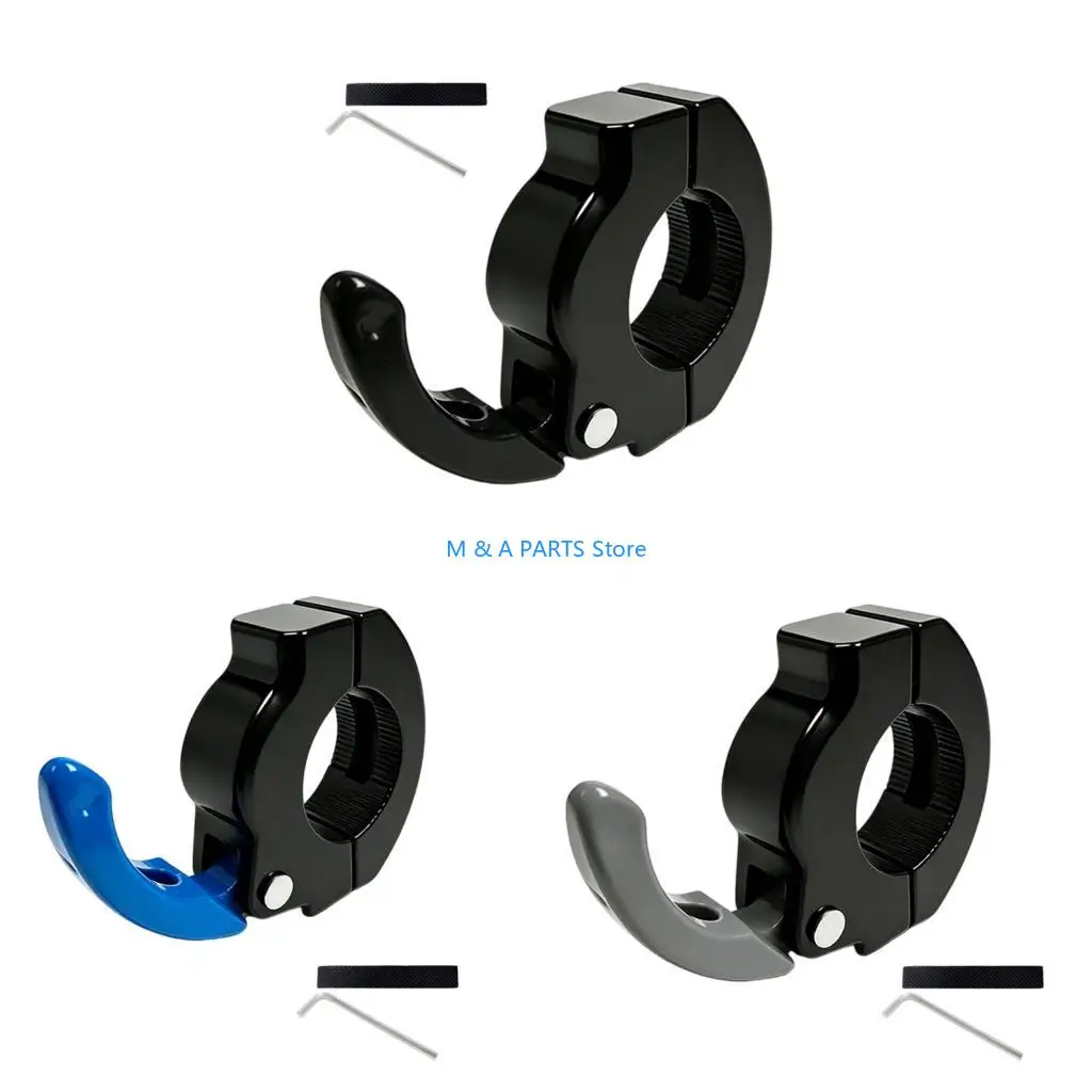 U1JF Helmet Bag Hook Aluminum Handlebar Clamp with Rubber Pad and Wrench for 2-2.8 Bars and Short Trips for Travel Use