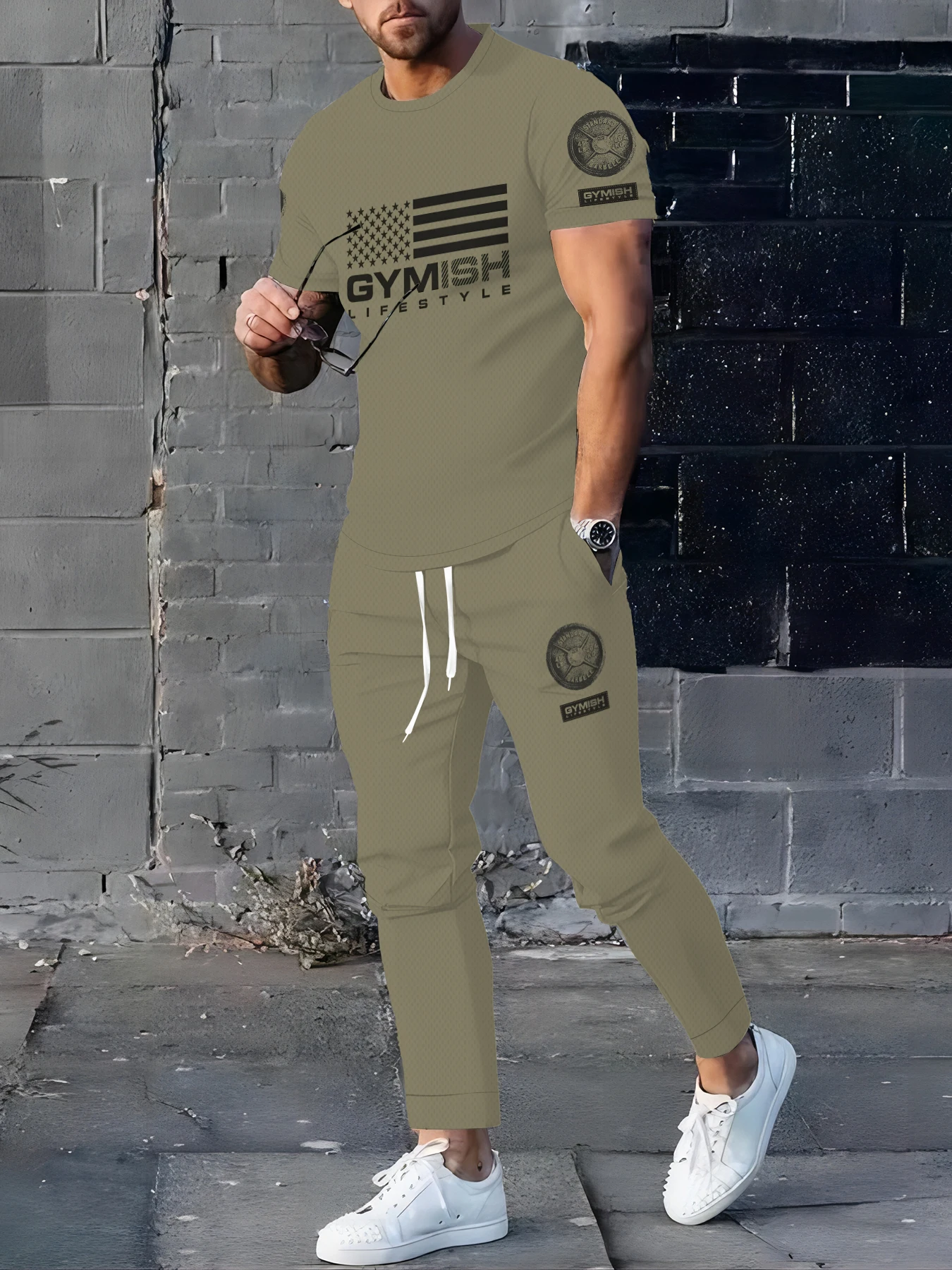 

The 2025 summer new men's suit features 3D printing for casual sporty lightweight and breathable outdoor wear