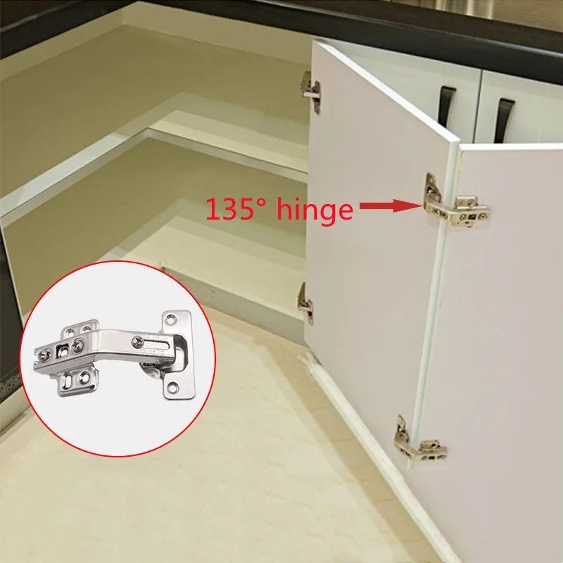 KK&FING 135 Degree Folding Door Hinges Special Hinge for Furniture Corner Cabinet Home Kitchen Bathroom Cupboard with Screws