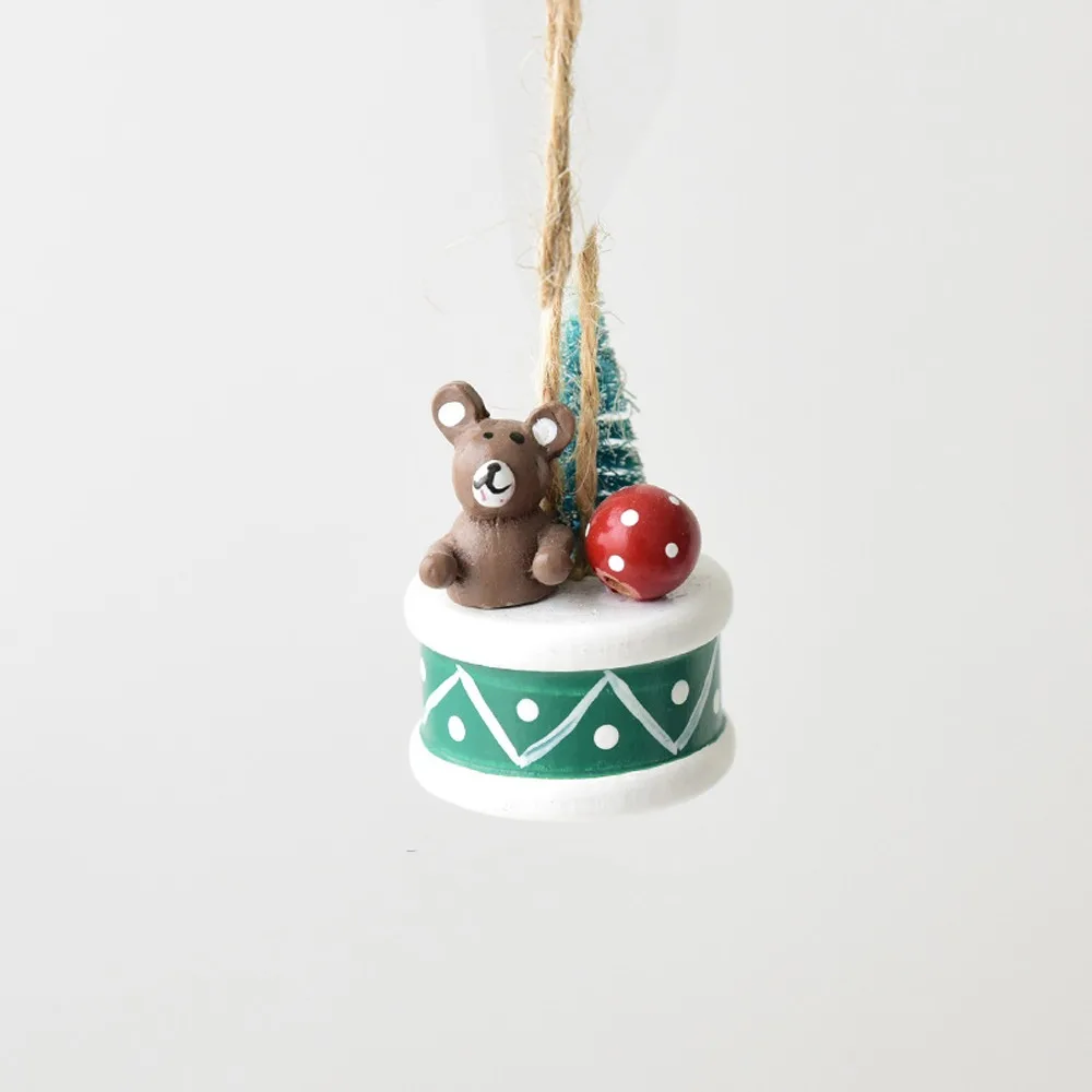 

Creative Resin Christmas Snowman Pendant Bear Handmade Small Drum Decoration Mini Christmas Tree Decoration Holiday Gift