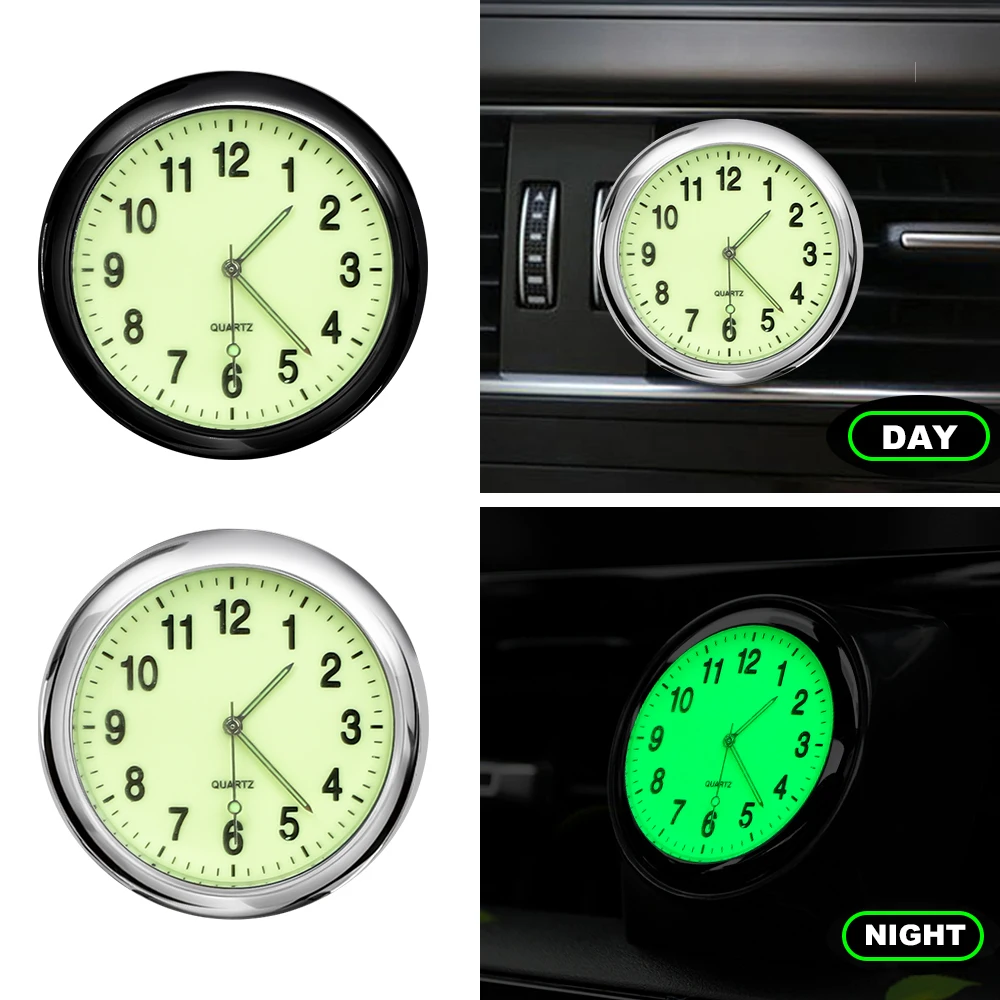 Mini Fashion Luminous Car Clock Automobiles Internal Stick-On Digital Watch Mechanics Quartz Clocks Auto Ornament Accessories