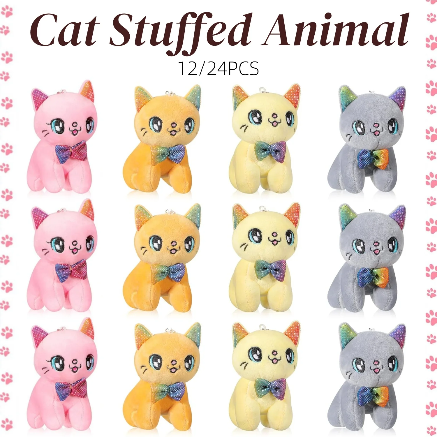

12/24 шт., мягкие игрушки для кошек, 10 см, мини-плюшевый котенок для подарка на день рождения, сувениры для вечеринки в виде котенка, сумки для подарков, домашний декор