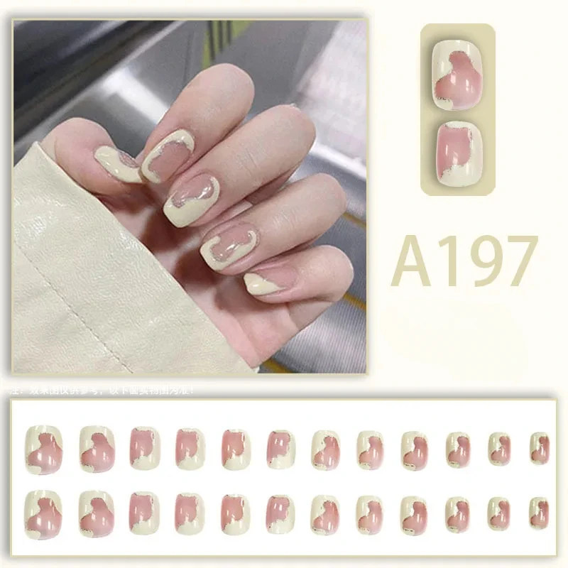 Ins Style Short Artificial Fake Nails Full Cover Short False Nail Removable Press on Nails for Women Girls DIY Manicure Art