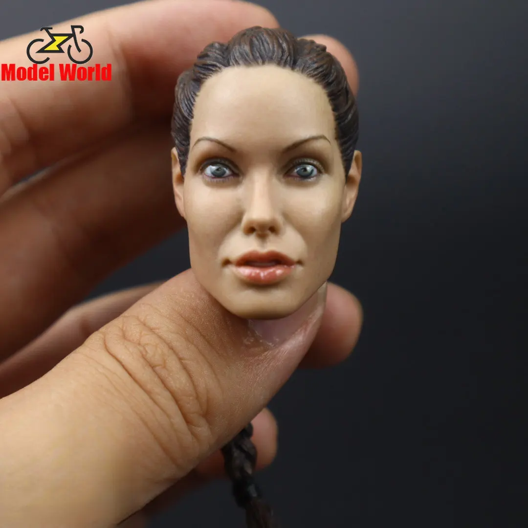 

1/6 Scale female dolls head sculpt Angelina Jolie suntan skin fit 12'' action figure body model