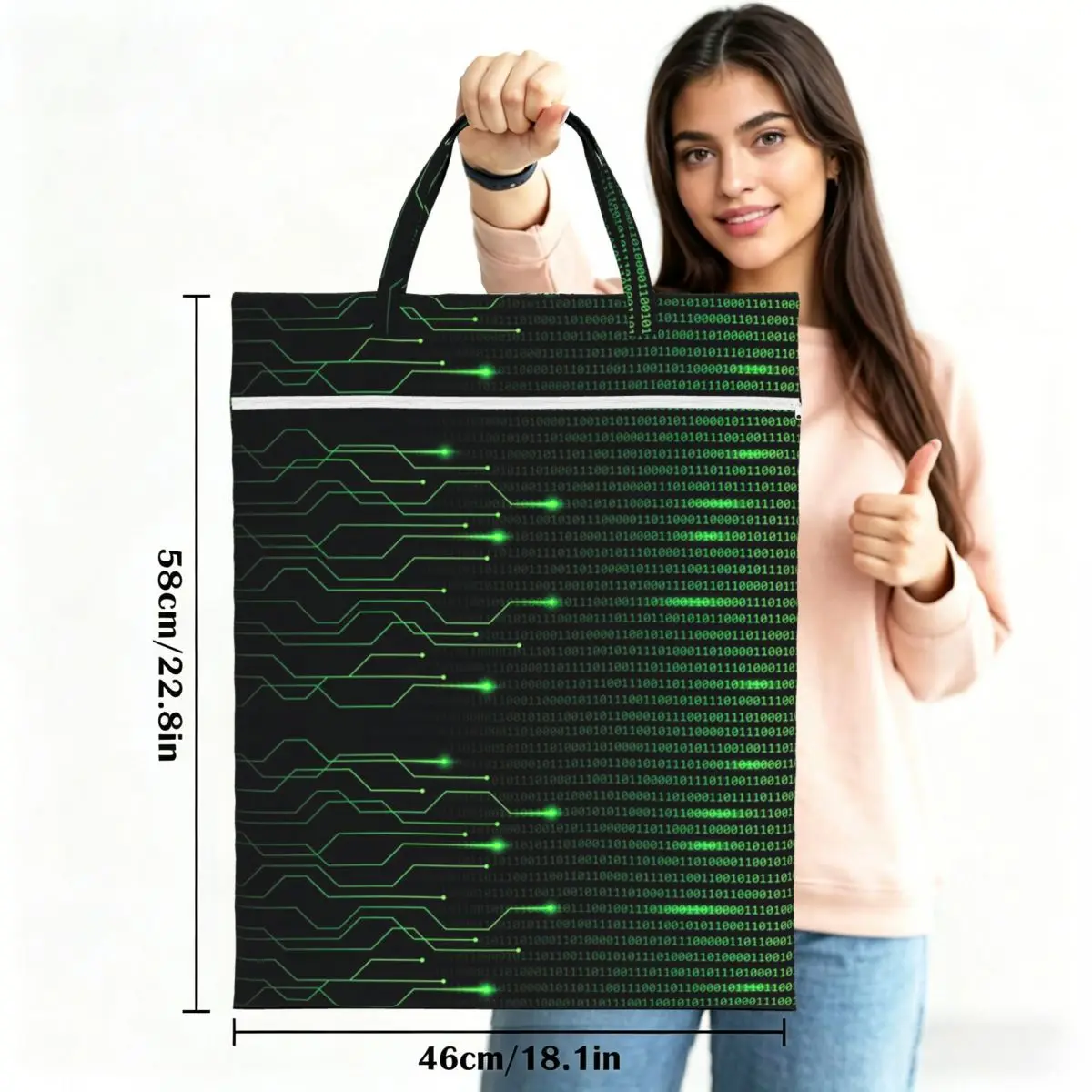 Binary Code Inside Throw Blanket And Lightweight Fleece Travel Laundry Bag Reusable Dirty Clothes Pouch Gym Yoga Washing Basket