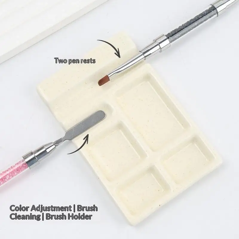 Ceramic Palette Pen Holder Smooth Easy To Clean Durable For Watercolor Color Mixing Smudge Nail Art Exercises