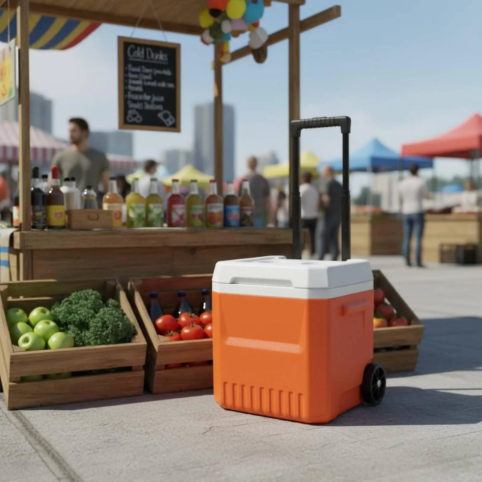 Large Ice Box with Wheels Outdoor Insulated Cooler Portable Ice Chest for Vending Camping Fishing view 2