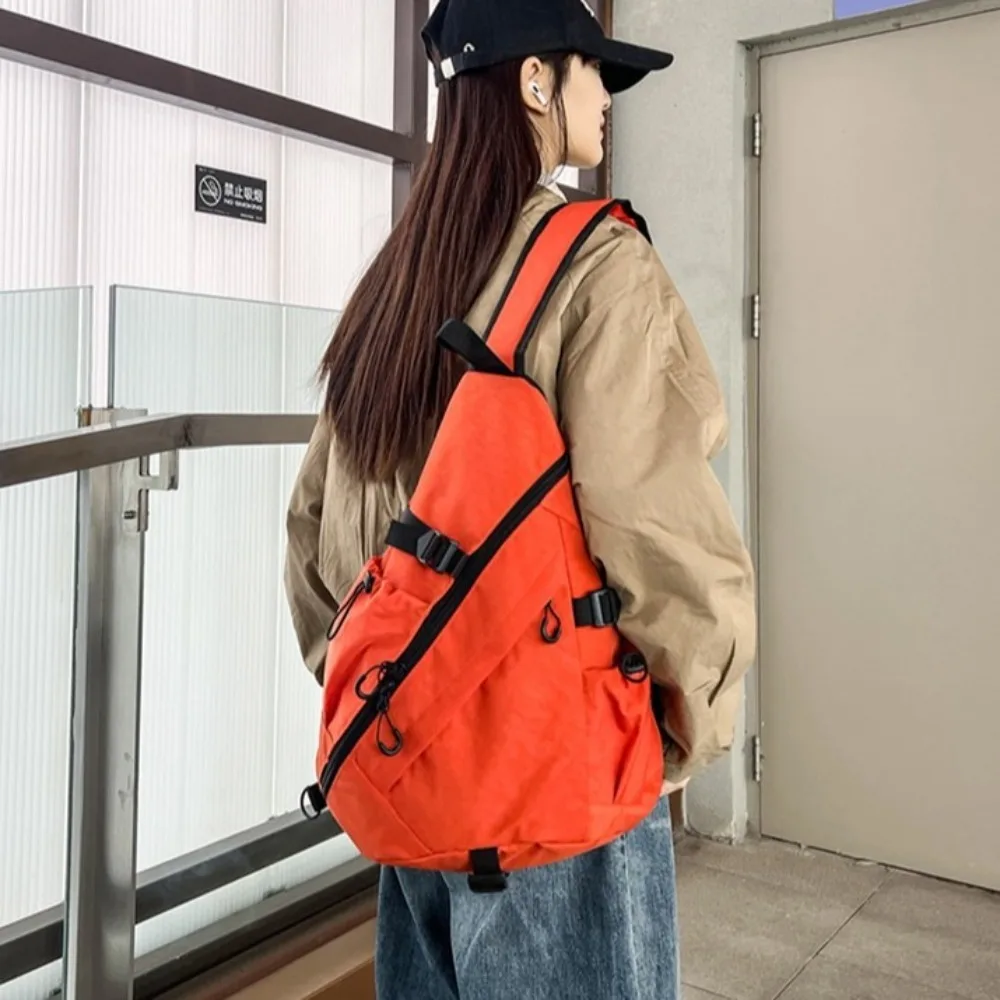 Solid Color Men's Chest Bag Large Capacity Multifunctional Oxford Cloth Shoulder Bag Korean Style Multiple Pockets