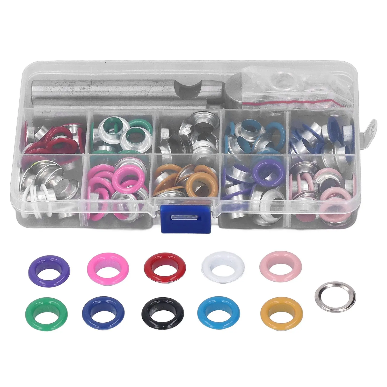Kit de Ilhoses de Metal Coloridos de 10mm Duráveis para Ampla Aplicação e Fácil Instalação em Couro, Calçados, Bolsas e Roupas