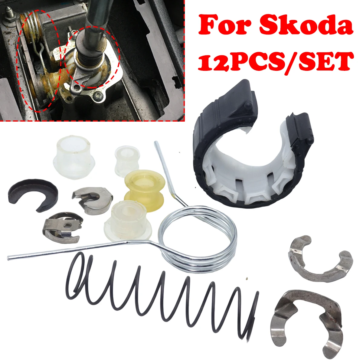 

12pc Complete Set Upgrade Bushing MT Gearbox Rebuild Kit Shifter Lever Adjuster For Skoda Octavia 1Z 1U Fabia 6Y 2001 2002- 2007