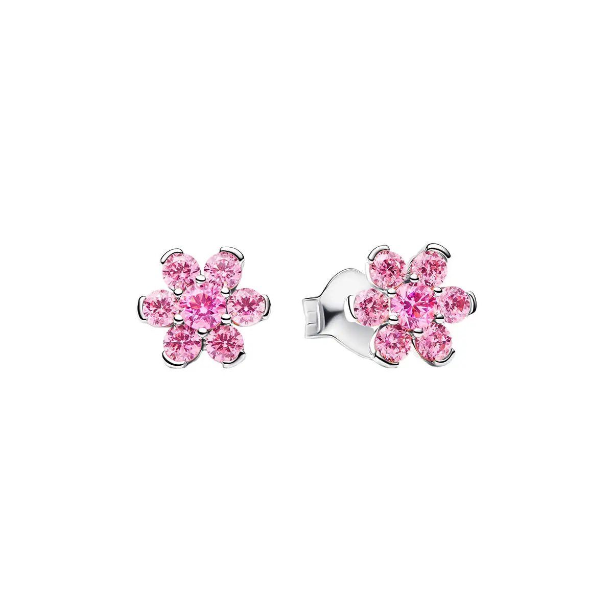 Women's Romantic 925 Sterling Silver Pink Flower Butterfly Set