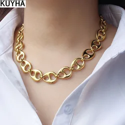 Gold Color Big Thick Necklace Chain for Women Pig Nose Design Links Necklace Chunky Chain Necklace Exaggerated Punk Style Party