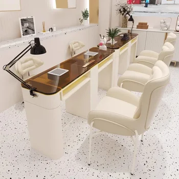 Modern İskandinav cam salonu resepsiyon masası makyaj tırnak tabloları profesyonel mobilya oje tırnak teknoloji malzemeleri manikür tabloları