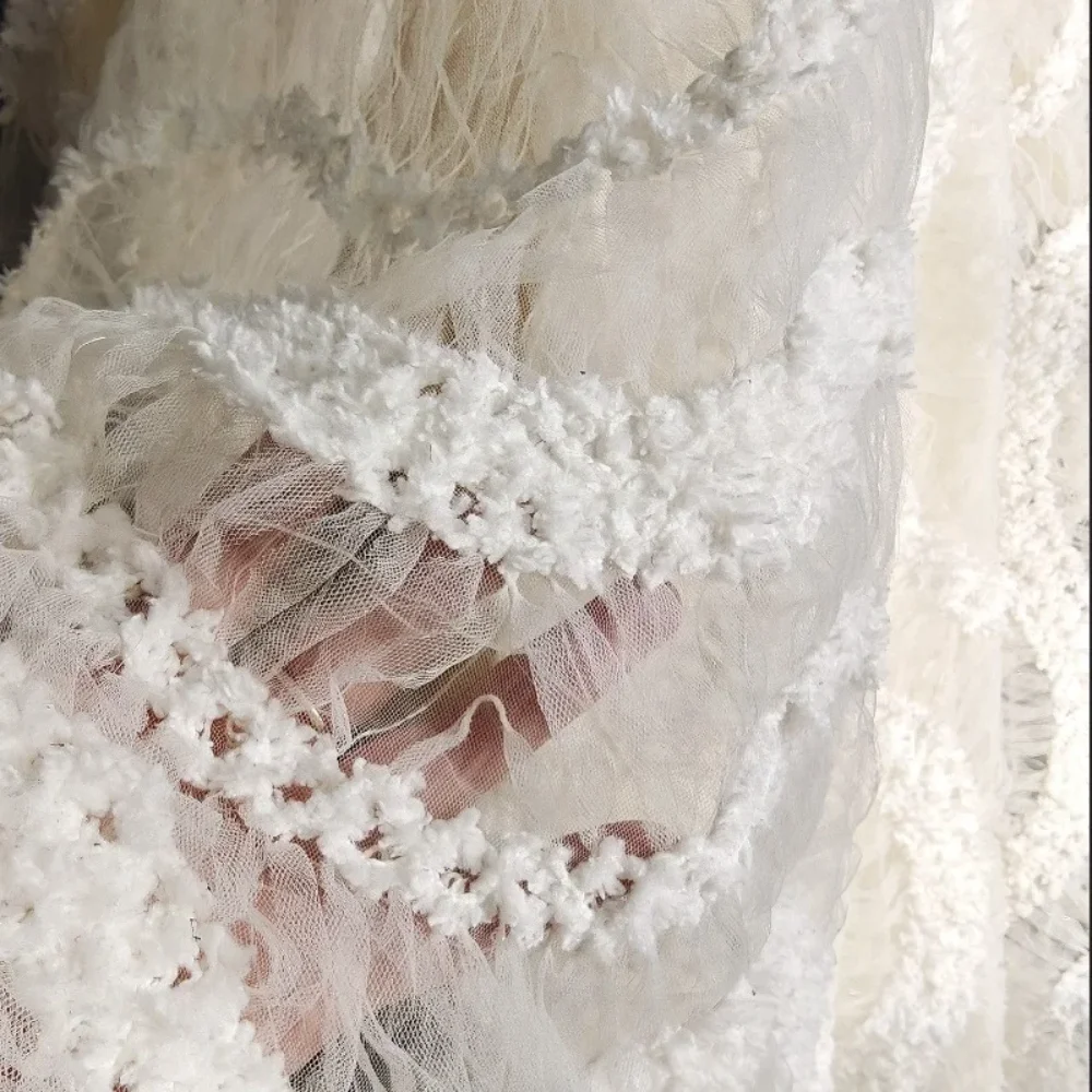 Creative Fishbone Texture Woven Mesh Fabric for Hollow Dress Clothing Design Fabrics By The Meter Diy Sewing Material Cloth