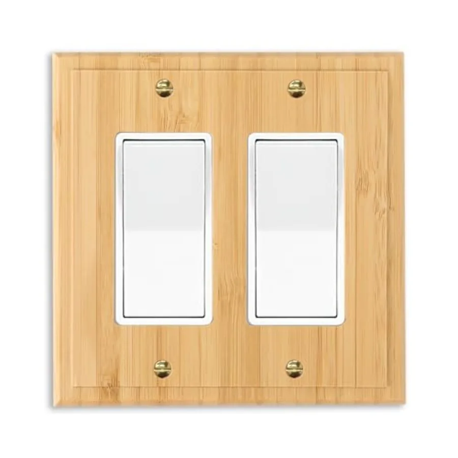 Bamboo Solid Wood Double Rocker Light Switch Plate