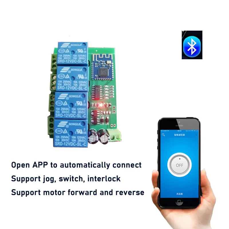 Imagem -05 - Módulo de Interruptor Bluetooth de Vias dc 5v 12v 24v Controle Remoto sem Fio Relé Aplicativo Móvel Controlador Luz do Carro Placa de Acionamento do Motor
