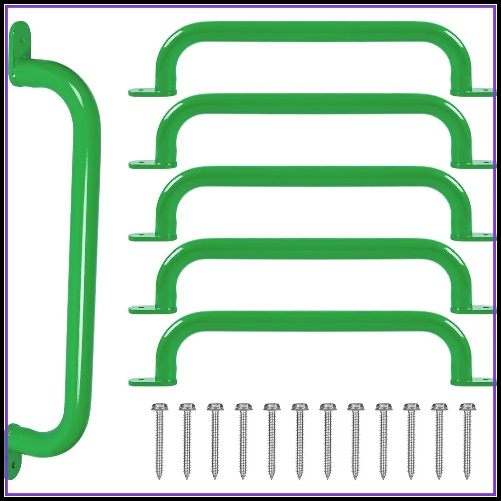 

6-Pack Green Metal Safety Handles for Playground Swings and Monkey Bars - Durable Grab Grips