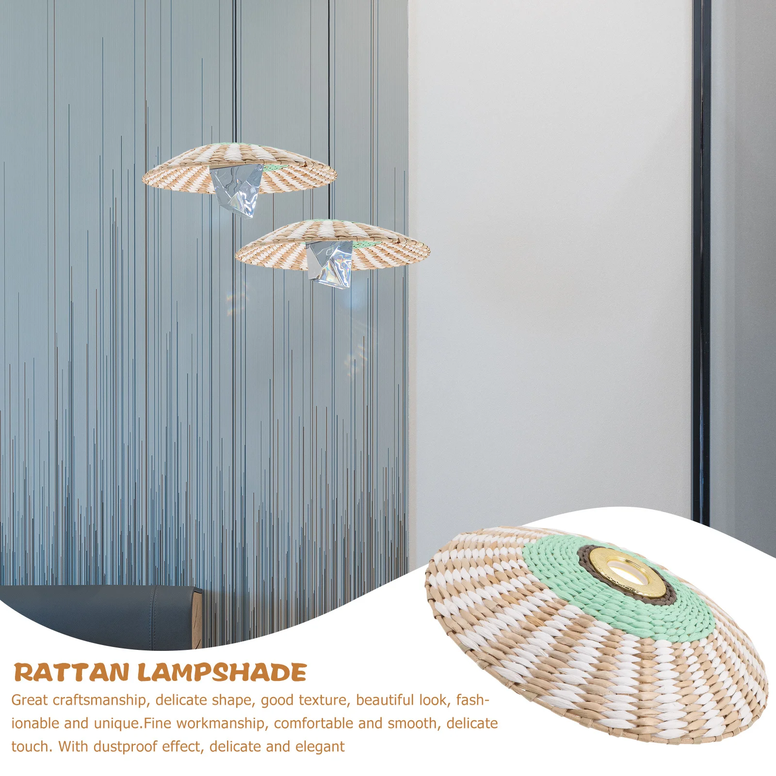 

Small Paper Weaving Lampshade E27 Socket Retro Woven Light Cover For Ceiling Lamp Chandelier Indoor Decoration Drum Barrel