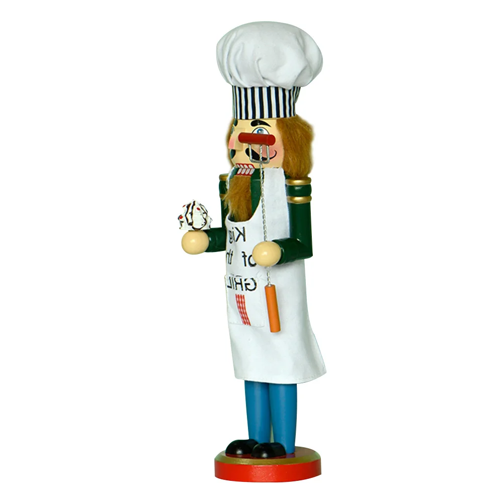 

Chef's Nutcracker Coffee Shop Decor Car Interior Ornament Indoor Table Decoration Showcase Wood Wooden Home Cartoon