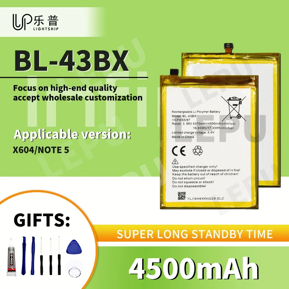 

BL-43BX Original Battery 4500mAh for INFINIX TECNO X604 with Free Tools Kit New Replacement Battery BL-43BX INFINIX TECNO NOTE 5