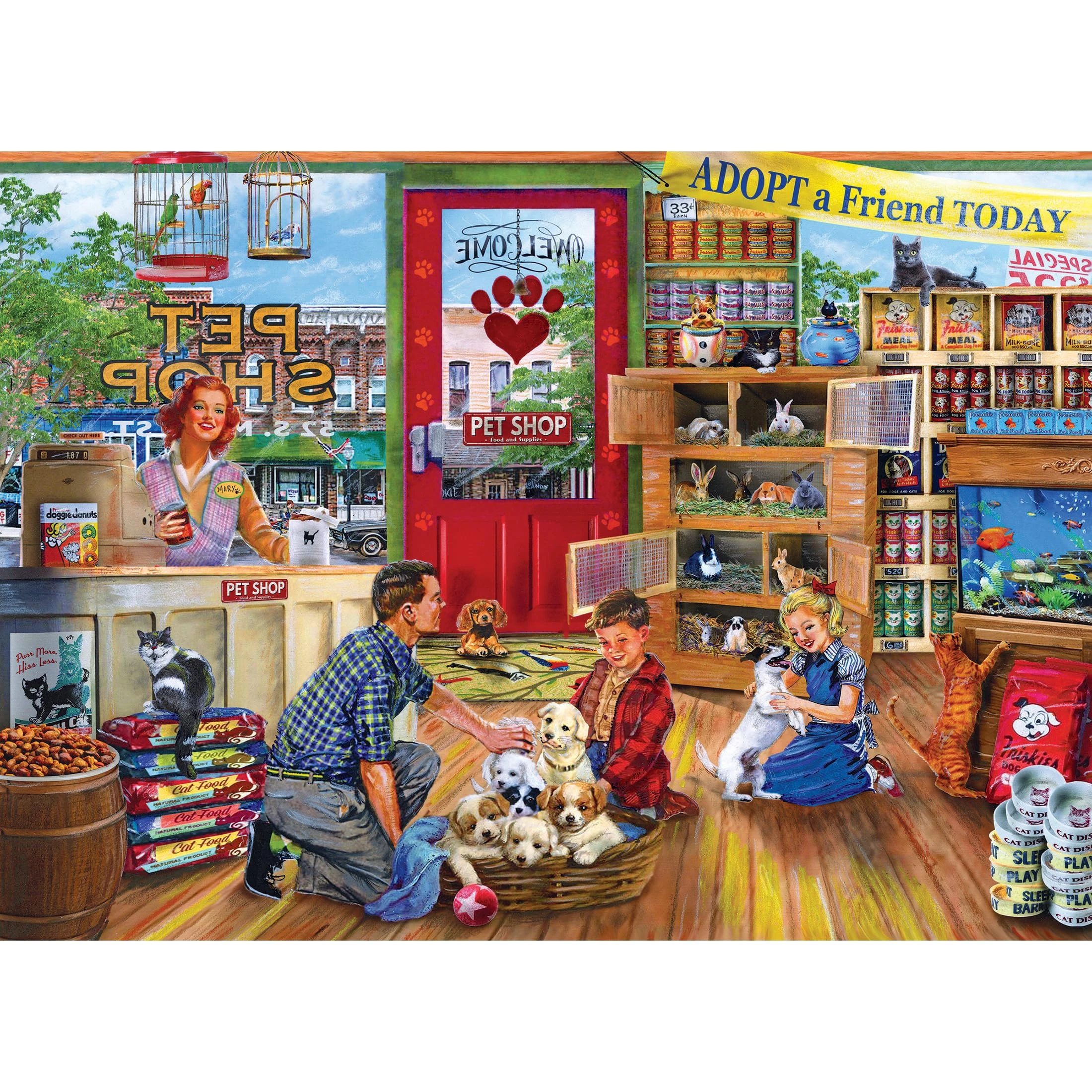 

500/1000/1200/2000 PCS Jigsaw Pet Shop Scenery Family Activity Games for Gameroom Bedroom Home Decor Gift