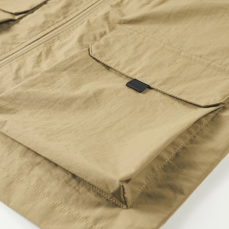 سترة بياقة قائمة متعددة الجيوب للرجال ، صدرية خارجية ، سترة تخييم وصيد الأسماك ، قماش نايلون ، صدريات من الخارج #3