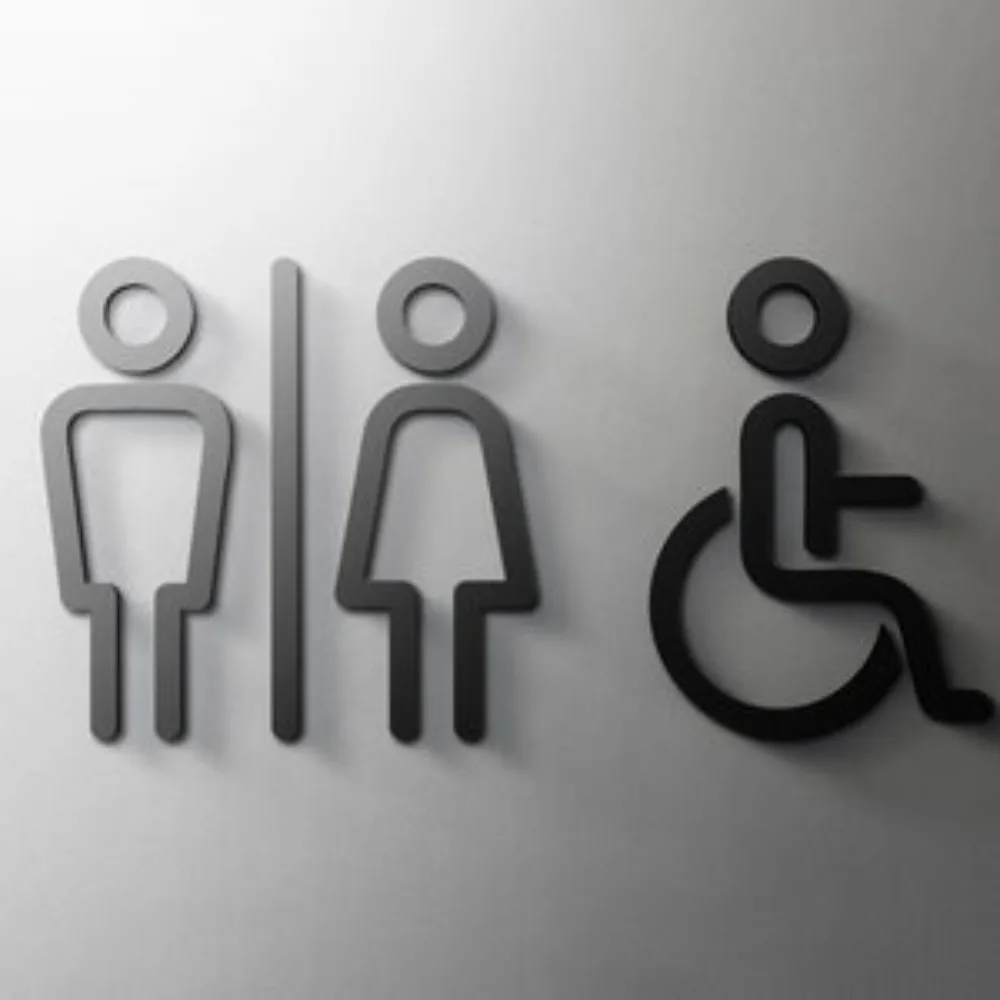 Male & Female Disabled Restroom Sign Self-Adhesive 3D Acrylic Modern Bathroom Door Sign for Hotel Restaurant