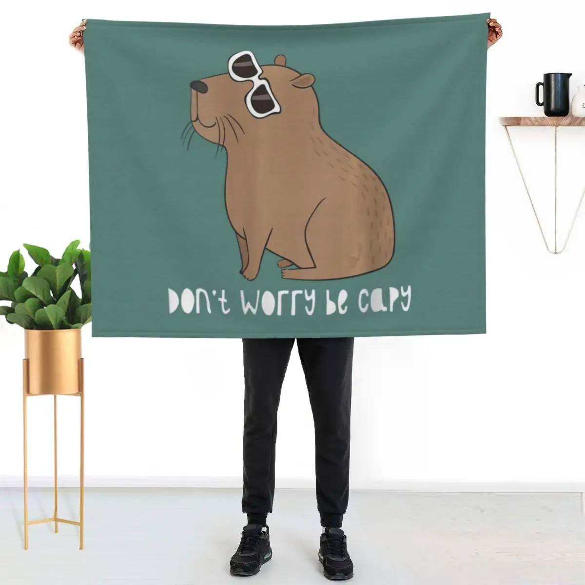 Womens Don't Worry, Be Capy Awesome Cute Capybara V-Neck Throw Blanket wednesday anime For Baby Blankets