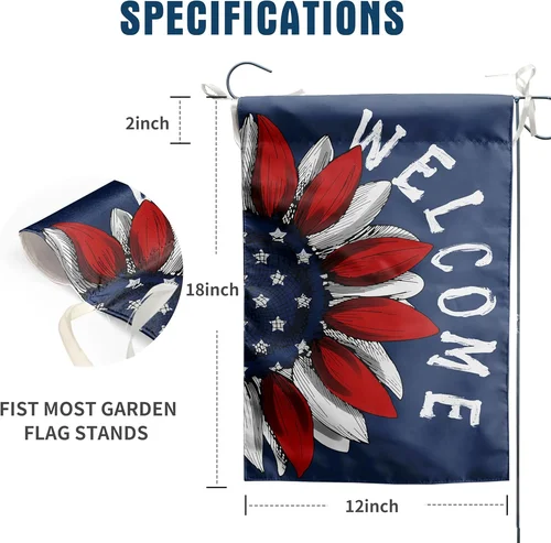 4Th of July Sunflower Garden Flag Red White Blue Floral Yard Flags Small Memoria 313114623653 AAV