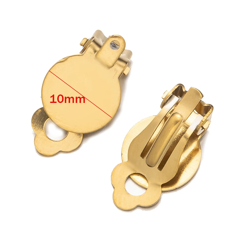 10 stuks goud roestvrij staal clip-on oorbel converters instelling lade bevindingen voor vrouwen DIY niet-piercing oorbellen sieraden maken