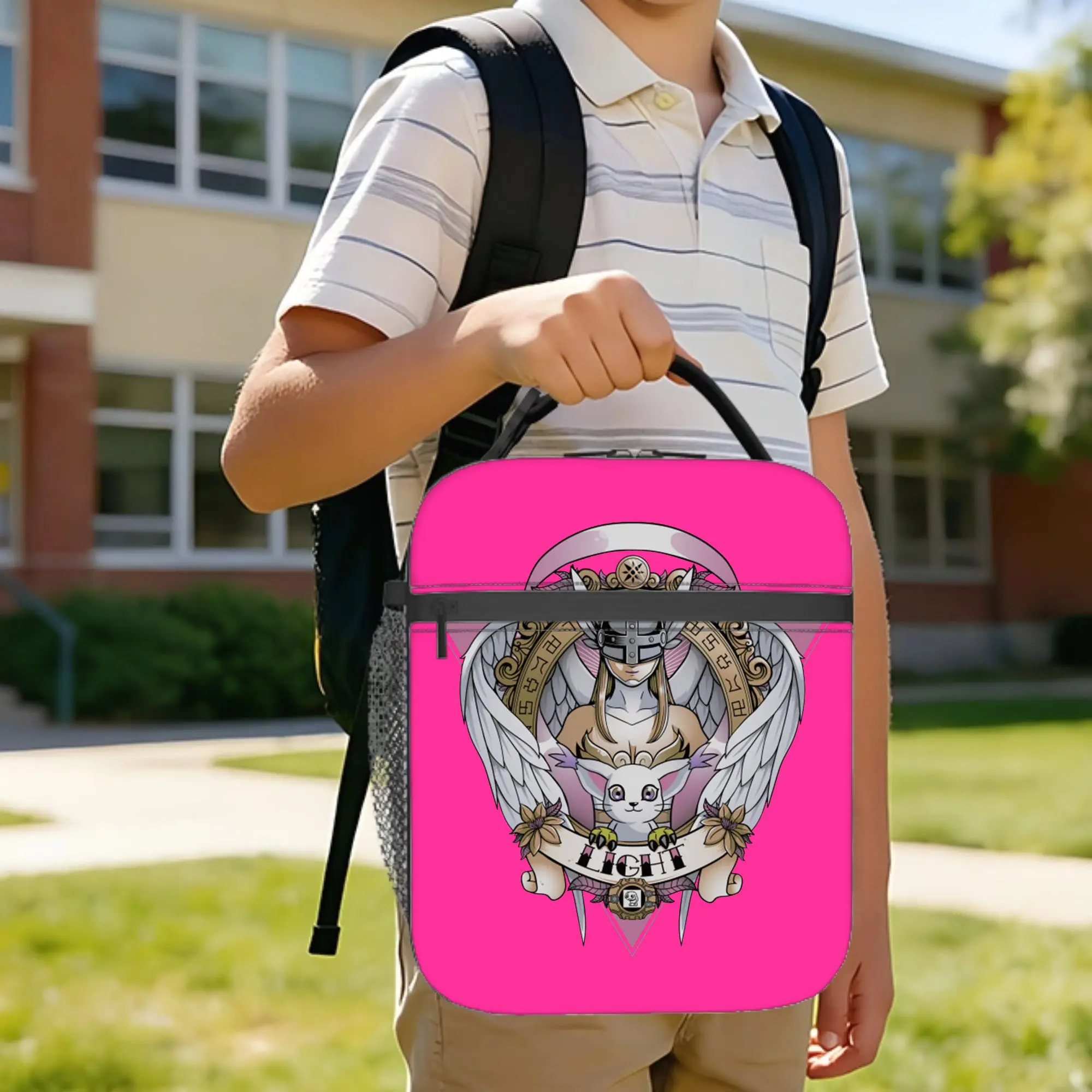 Digital Light Insulated Lunch Bags Leakproof Digimon Nostalgic Anime Reusable Thermal Bag Tote Lunch Box Work  Picnic Food Bag