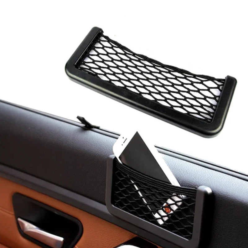 Adhesive Car Storage Bag Nets Auto Seat Organizer Door Side Net Pocket Phone Holder 15-20cm Resilient Car Styling Storage Nets