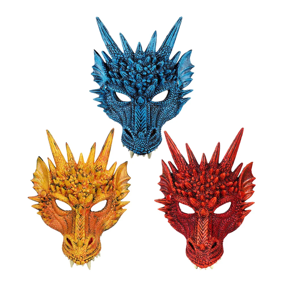 Dragon Mask kostum Prop Mask Dress-up aksesori untuk Halloween Masquerade Cosply kostum pesta karnaval kinerja (biru)