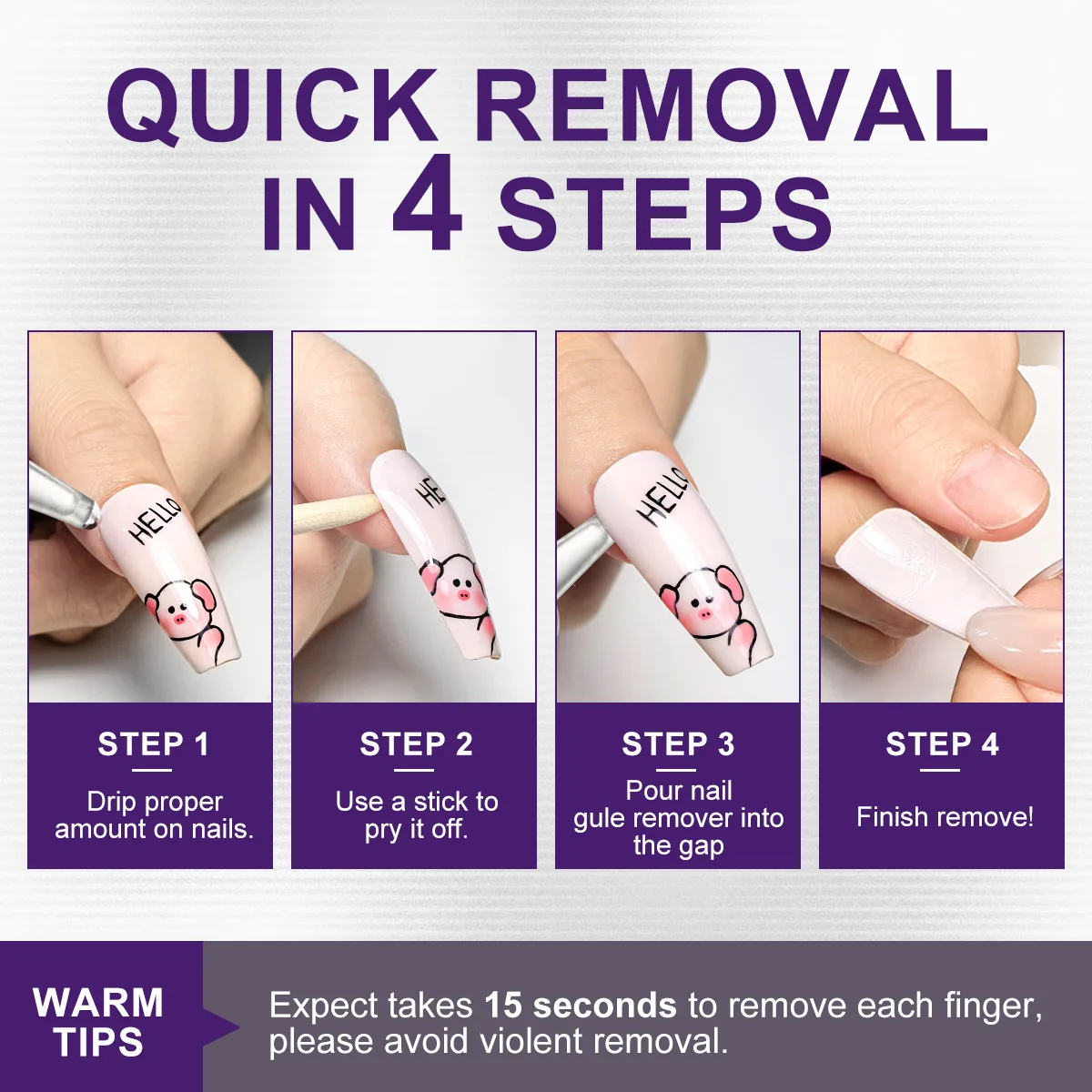 LIMEGIRL مزيل غراء الأظافر للضغط على الأظافر 10/120 مللي اضغط على مزيل الأظافر سهل إزالة Debonder للغراء على أطراف الأظافر