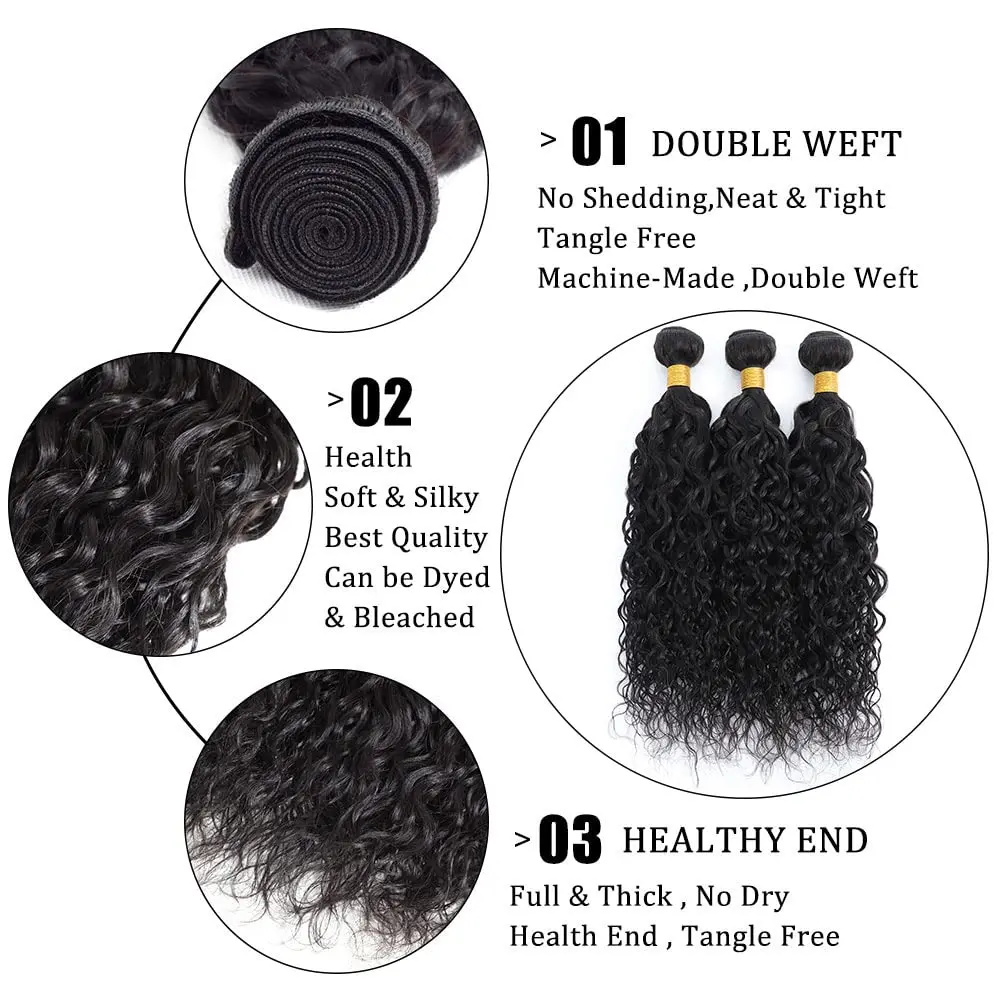 Brazilian Human Hair Bundle Water Wave Human Hair Bundles 1 Pcs/Lot Sew In Hair Extensions Natural Black 8-30 inch Hair Weave