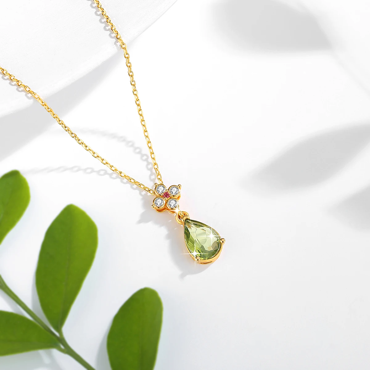 100% 18K Gold Natural Peridot Necklaces Pendant with Certificate for Women Anniversary Valentine\'s Day Gift Trendy Jewelry