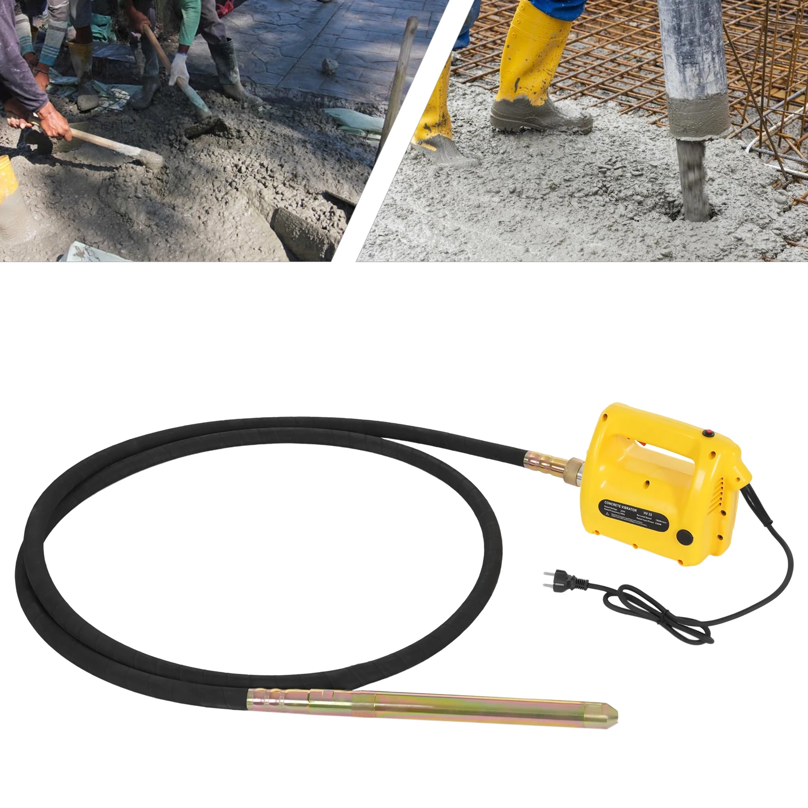 Vibromasseur électrique pour béton, vibrateur électrique haute fréquence avec tige vibrante de 4M, 18000r/min