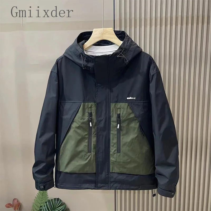 

Men American High-end Niche Sports Jacket Popular Trend Splicing Contrast Versatile Hooded Coat Women Street Wear