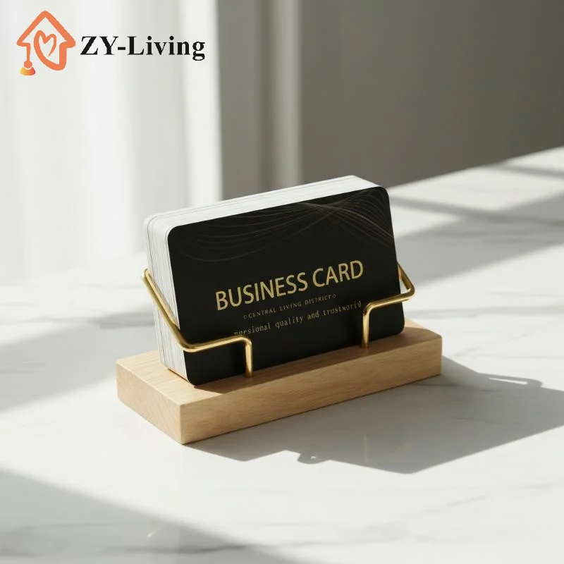1Pcs Wooden Business Card Holder Organizer Office Desk Display Stand Tabletop Home Storage Accessories