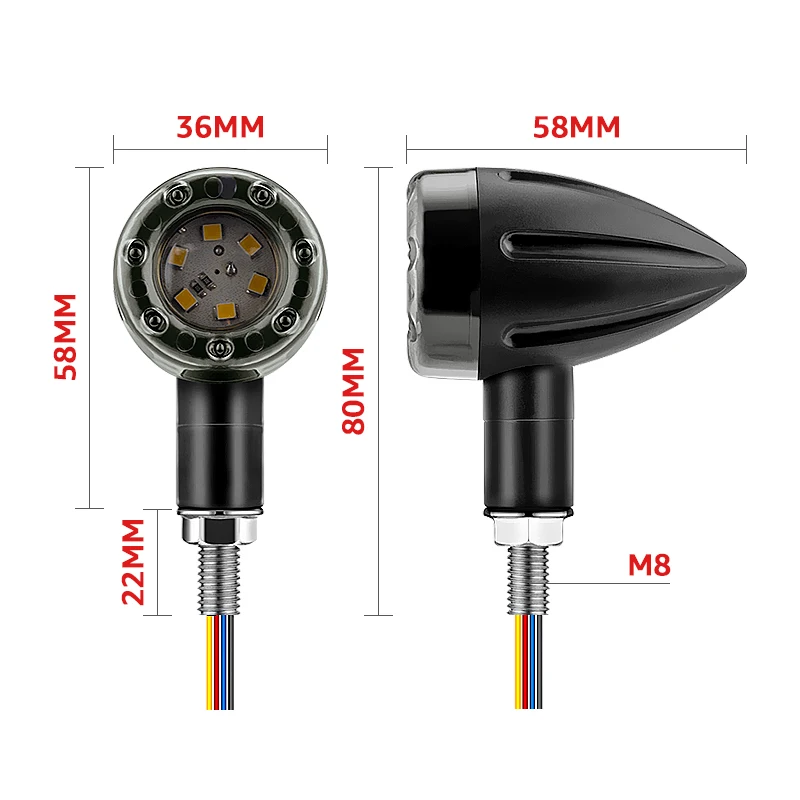 Motorcycle LED Mini Turn Signal Light Bullet Moto Indicators Stop Light LED 12V Motorcycle LED Brake Light Amber Red Tail Lamp