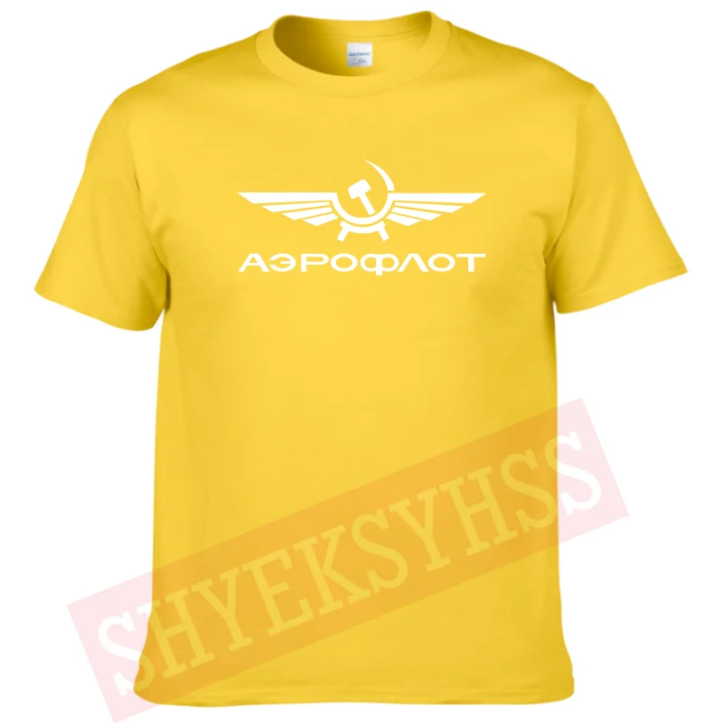 Men T Shirt Cotton Aeroflot CCCP Civil Aviation Printed Cotton Russian Air Force Logo TShirt Men T-Shirt O-neck Short Sleeves