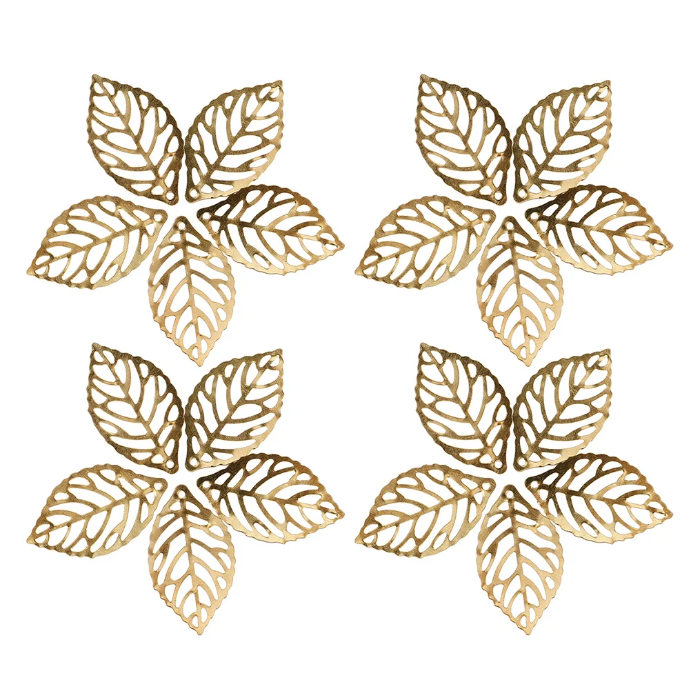 

200Pcs Gold Plated Leaf Charms for Jewelry Making Hollow Pendant Crafts DIY Earrings Necklaces Hair Accessories
