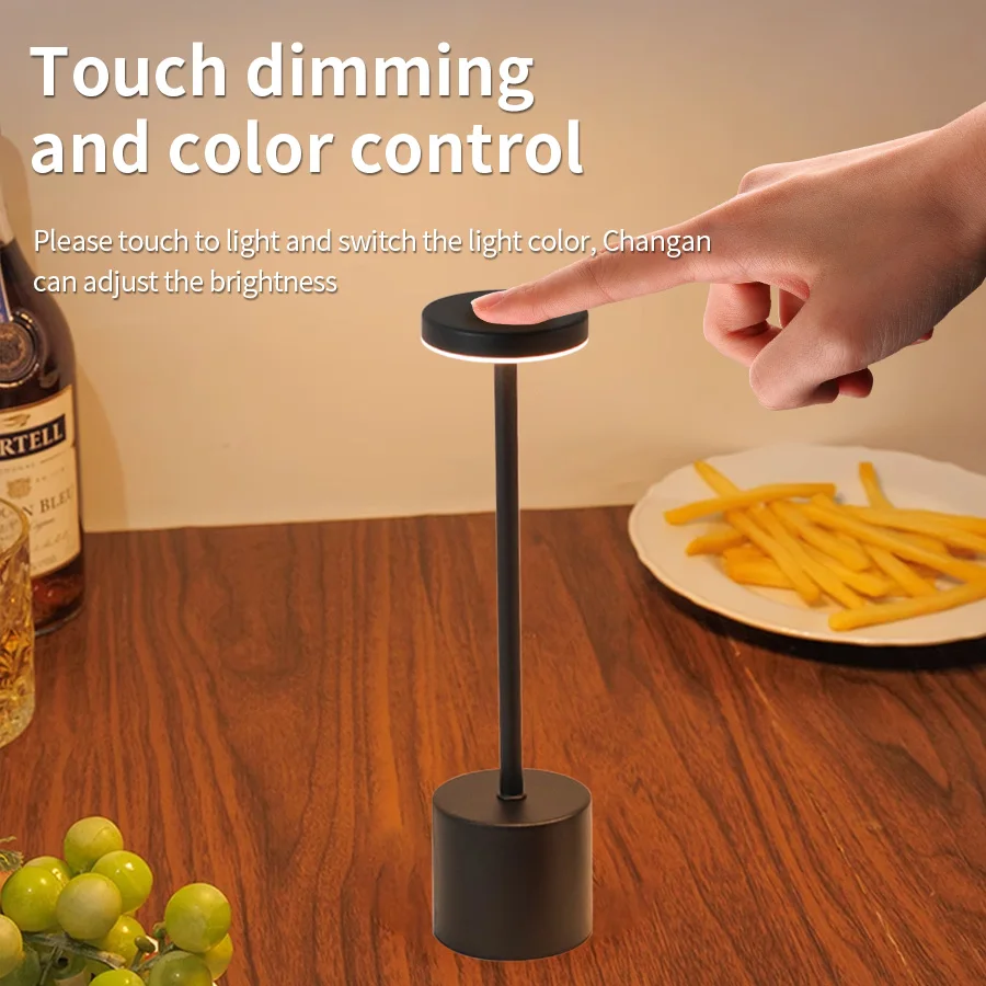 Classic Table Lamp USB Rechargeable Night Light Stepless Dimming Touch Desk Lamp 3 Colors Bedside Lamp Bar Hotel Decoration